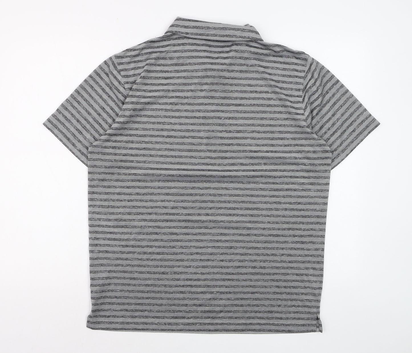 Puma Men’s Grey Striped Golf Polo Shirt Size L Quick Dry Performance