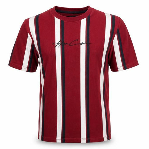 Hollister Men's Red Striped Cotton Crew Neck T-Shirt XL