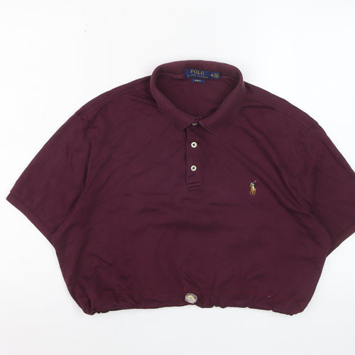 Ralph Lauren Women's Purple 2XL Slim Fit Cropped Polo Shirt