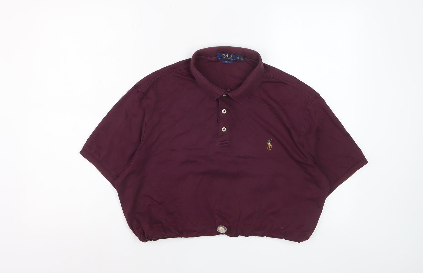 Ralph Lauren Women's Purple 2XL Slim Fit Cropped Polo Shirt