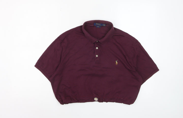 Ralph Lauren Women's Purple 2XL Slim Fit Cropped Polo Shirt
