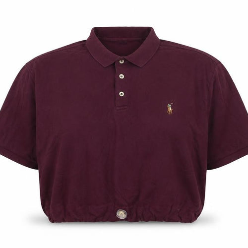 Ralph Lauren Women's Purple 2XL Slim Fit Cropped Polo Shirt