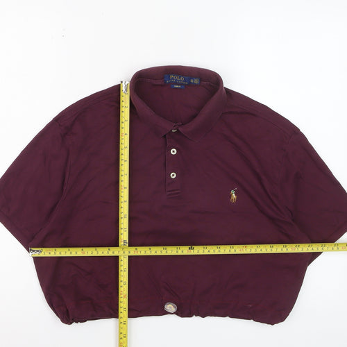 Ralph Lauren Women's Purple 2XL Slim Fit Cropped Polo Shirt