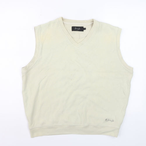 Pringle Men’s Beige V-Neck Sleeveless Cotton Vest Sweatshirt Size M