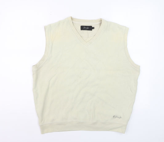 Pringle Men’s Beige V-Neck Sleeveless Cotton Vest Sweatshirt Size M
