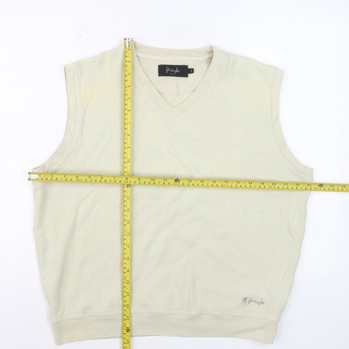 Pringle Men’s Beige V-Neck Sleeveless Cotton Vest Sweatshirt Size M