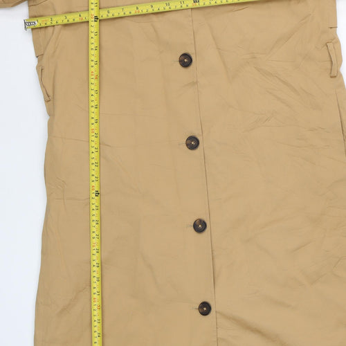 Marks and Spencer Womens Beige Long Trench Coat Size 12 Cotton Blend