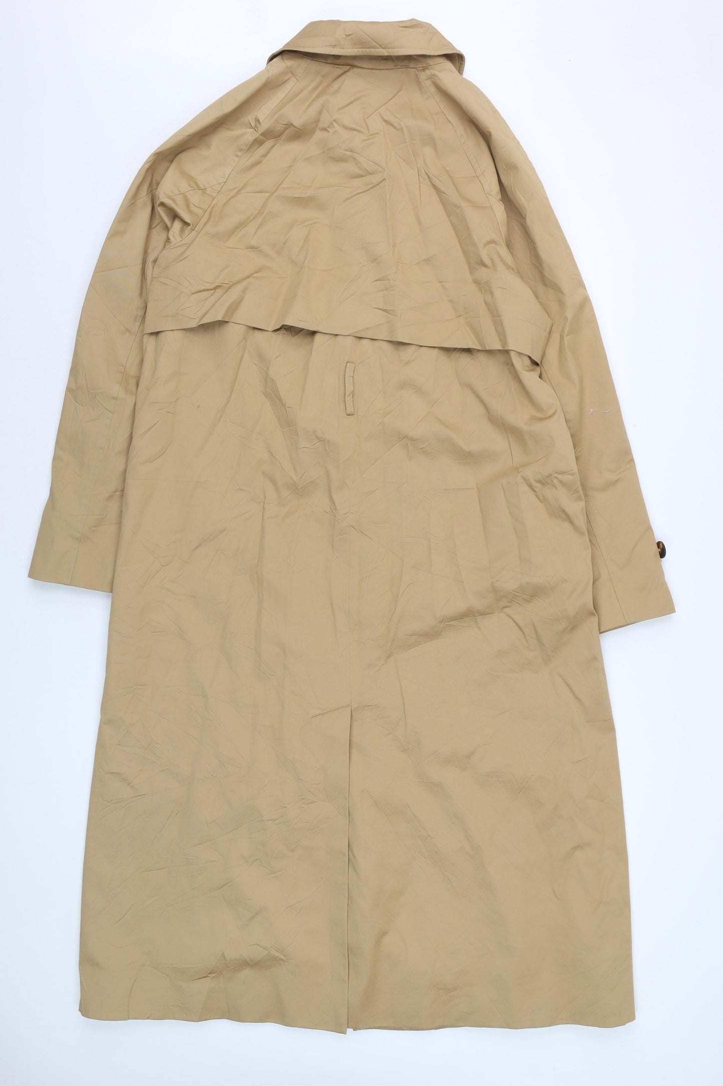 Marks and Spencer Womens Beige Long Trench Coat Size 12 Cotton Blend