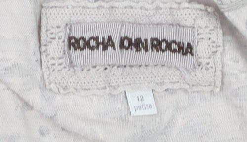 Rocha John Rocha Womens Beige Floral Cotton Tunic Blouse Size 12 Petite