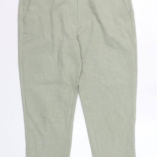Marks and Spencer Womens Sage Green Size 14 Regular Cropped Trousers