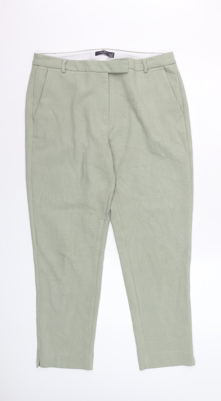 Marks and Spencer Womens Sage Green Size 14 Regular Cropped Trousers