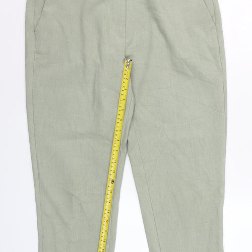 Marks and Spencer Womens Sage Green Size 14 Regular Cropped Trousers