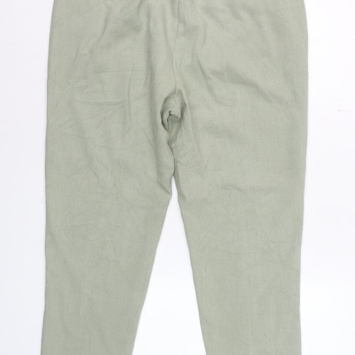 Marks and Spencer Womens Sage Green Size 14 Regular Cropped Trousers