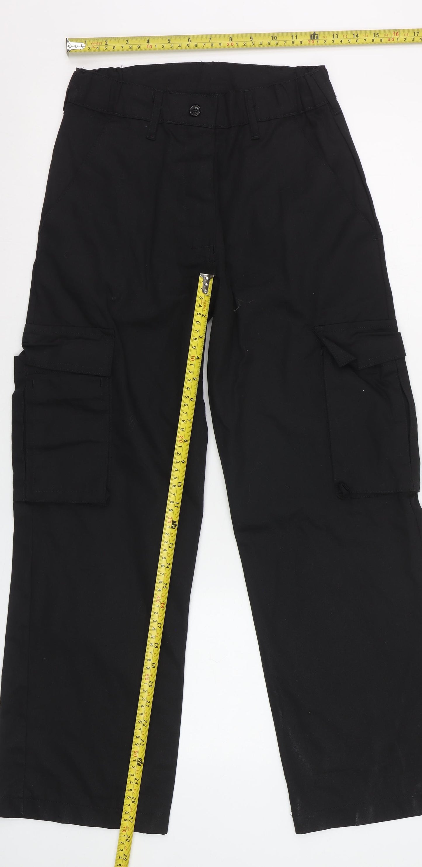Alsico Men’s Black Cargo Work Trousers 30R Polyester Cotton Blend
