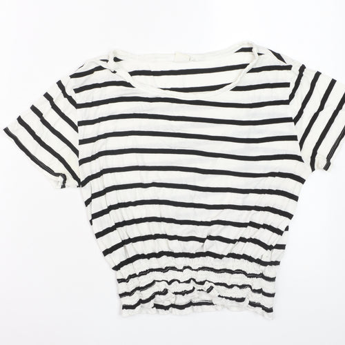 GAP Women’s White Black Striped Cropped T-Shirt XS