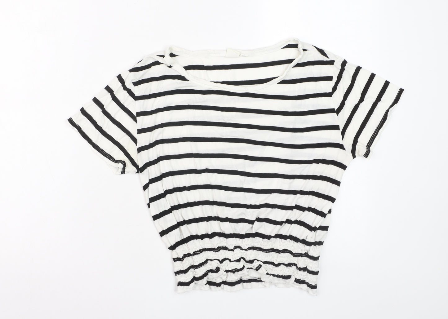 GAP Women’s White Black Striped Cropped T-Shirt XS