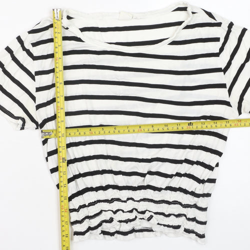 GAP Women’s White Black Striped Cropped T-Shirt XS