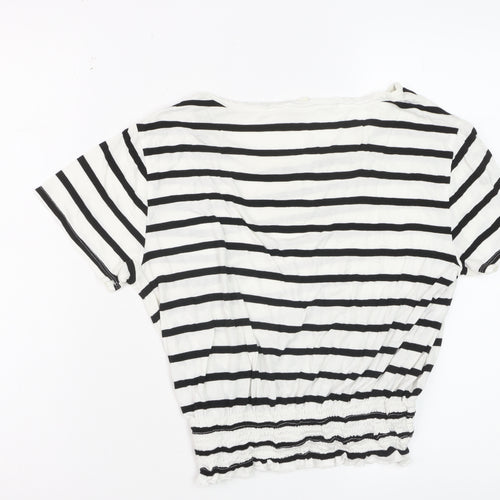 GAP Women’s White Black Striped Cropped T-Shirt XS