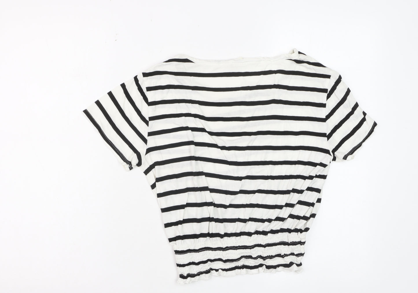 GAP Women’s White Black Striped Cropped T-Shirt XS