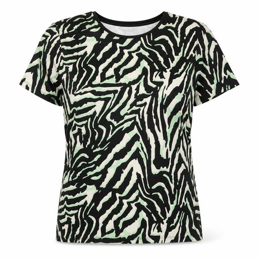 Front view of Saint + Sofia women’s multicoloured animal print short sleeve cotton t-shirt, size UK 8