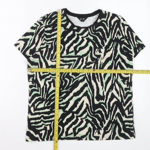 Saint + Sofia Womens Multicoloured Animal Print Short Sleeve Cotton T-Shirt Size 8