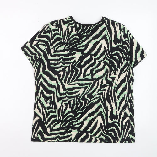 Saint + Sofia Womens Multicoloured Animal Print Short Sleeve Cotton T-Shirt Size 8