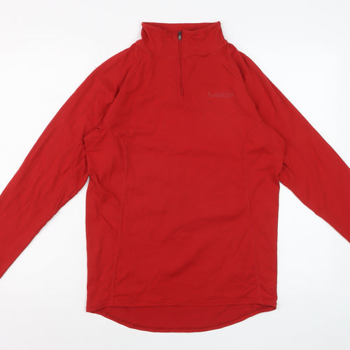 Wedze Women's Red Long Sleeve 1/4 Zip Activewear Top Size 12