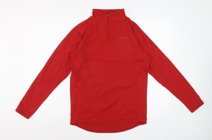 Wedze Women's Red Long Sleeve 1/4 Zip Activewear Top Size 12