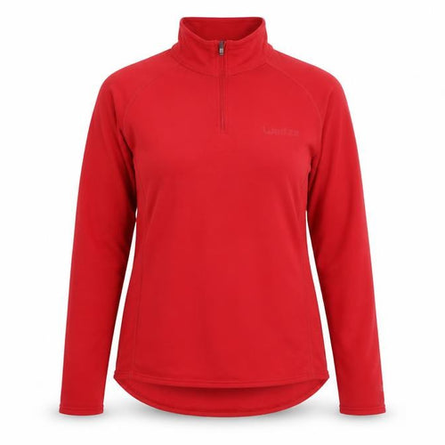 Wedze Women's Red Long Sleeve 1/4 Zip Activewear Top Size 12
