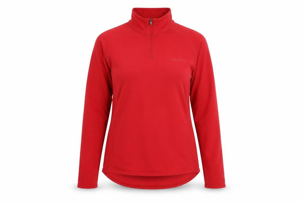 Wedze Women's Red Long Sleeve 1/4 Zip Activewear Top Size 12