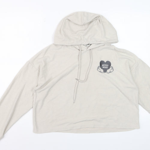 Disney Women Beige Mickey Mouse Hooded Pullover Hoodie Size M