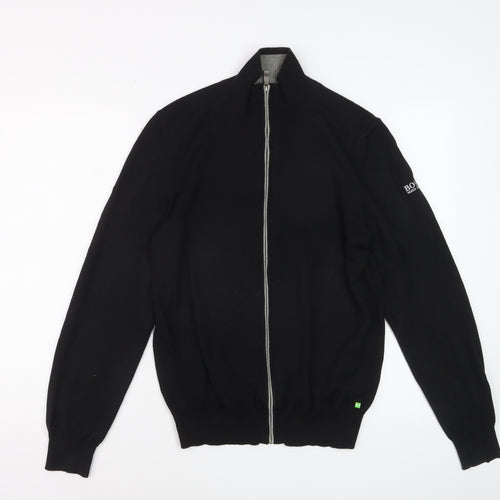 Hugo Boss Mens Black Wool Full Zip High Neck Jumper Size S
