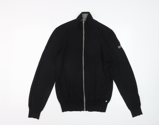 Hugo Boss Mens Black Wool Full Zip High Neck Jumper Size S