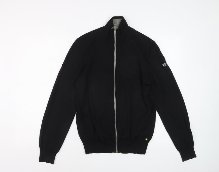 Hugo Boss Mens Black Wool Full Zip High Neck Jumper Size S