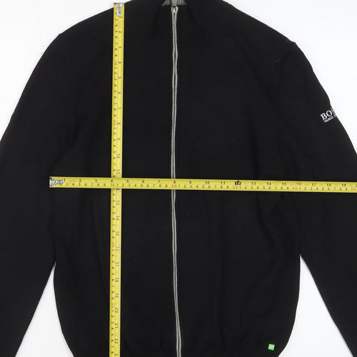 Hugo Boss Mens Black Wool Full Zip High Neck Jumper Size S