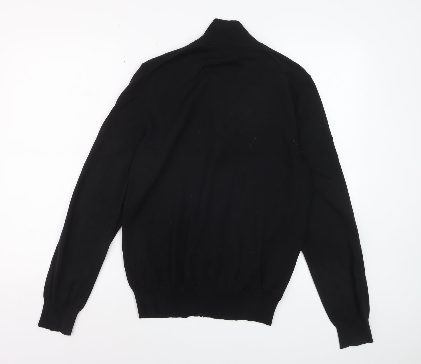 Hugo Boss Mens Black Wool Full Zip High Neck Jumper Size S
