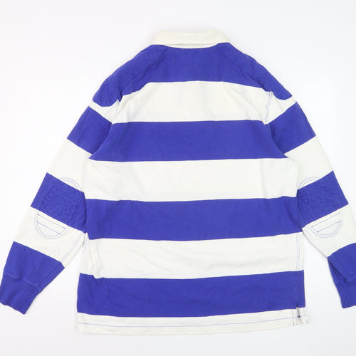 Ralph Lauren Men's Blue White Striped Long Sleeve Polo Shirt L