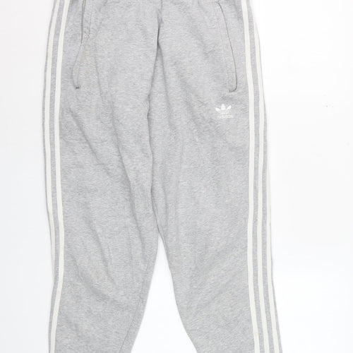 Adidas Women Grey Sweatpants M Joggers Cotton Blend Casual Sportswear