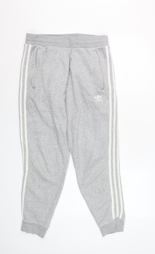 Adidas Women Grey Sweatpants M Joggers Cotton Blend Casual Sportswear