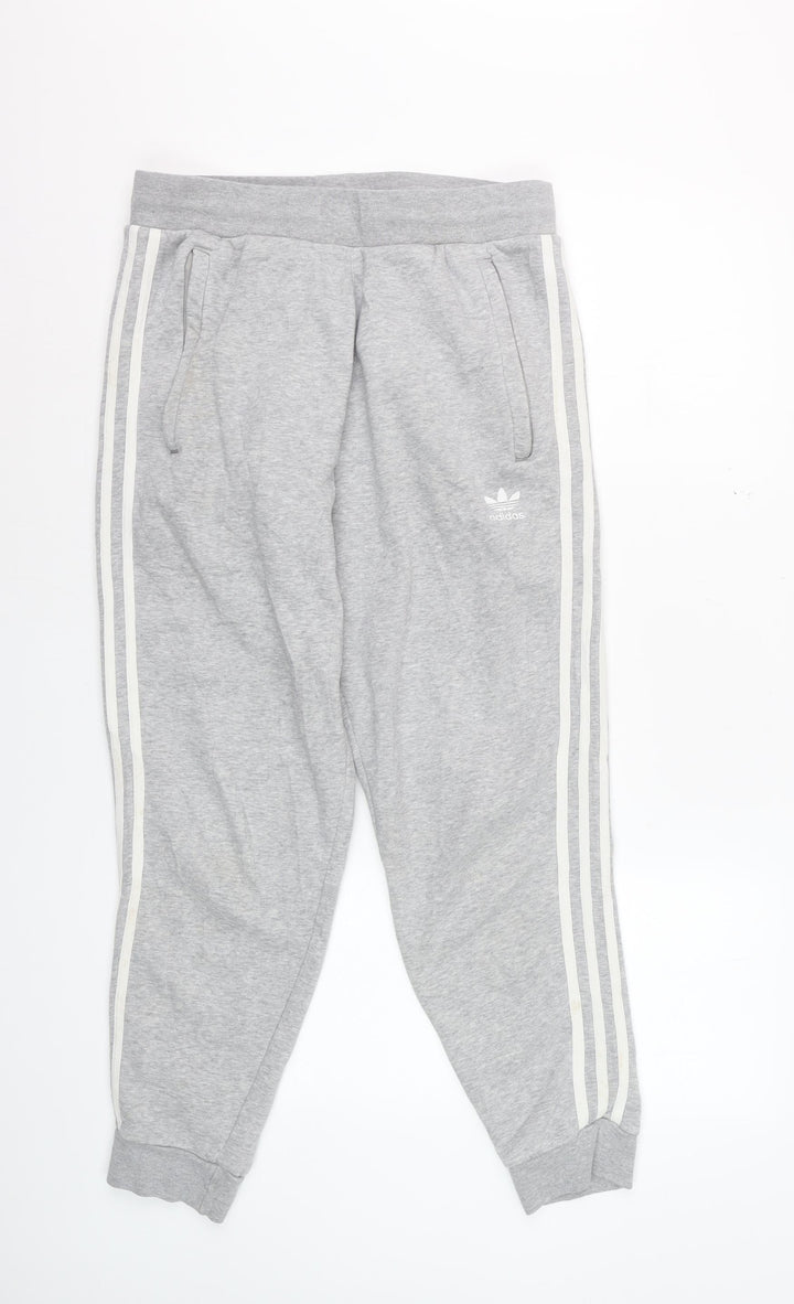 Adidas Women Grey Sweatpants M Joggers Cotton Blend Casual Sportswear