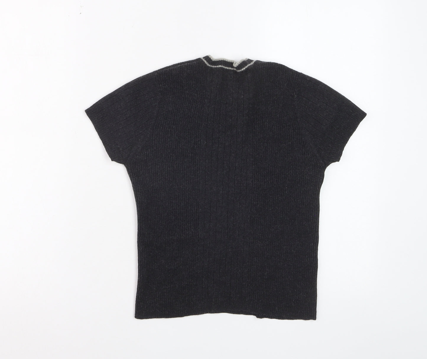 Banana Republic Women's Black Merino Wool V-Neck Short Sleeve Knit Top M