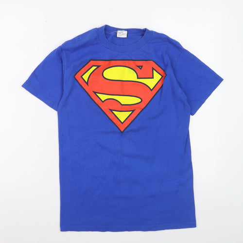 Superman Women’s Blue S Basic Crew Neck Cotton T-Shirt