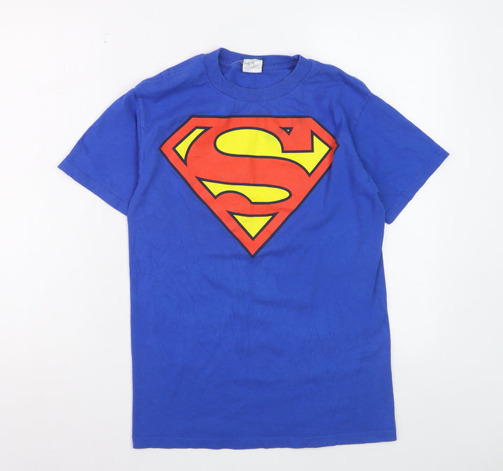 Superman Women’s Blue S Basic Crew Neck Cotton T-Shirt