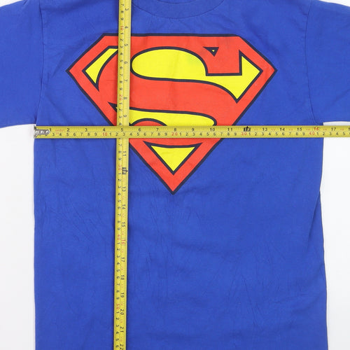 Superman Women’s Blue S Basic Crew Neck Cotton T-Shirt