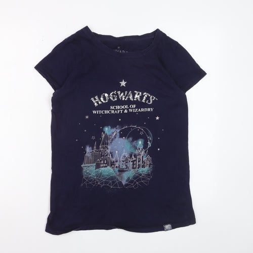 Harry Potter Womens Blue Hogwarts T-Shirt Small Short Sleeve