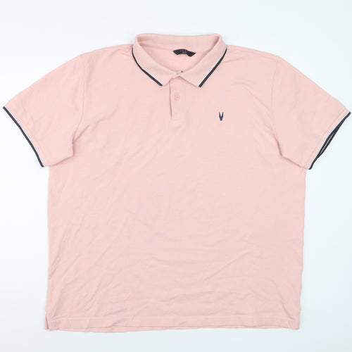 Very Man Men’s Pink 2XL Cotton Polo Shirt with Black Trim