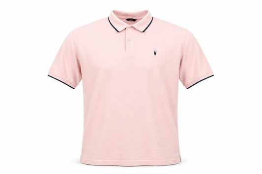 Very Man Men’s Pink 2XL Cotton Polo Shirt with Black Trim