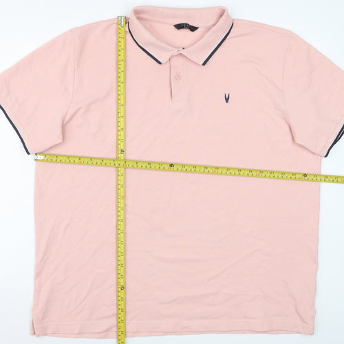 Very Man Men’s Pink 2XL Cotton Polo Shirt with Black Trim