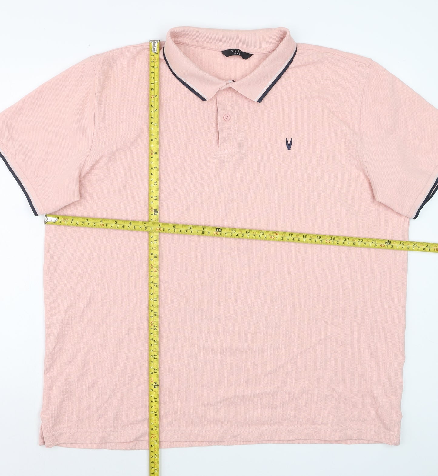 Very Man Men’s Pink 2XL Cotton Polo Shirt with Black Trim