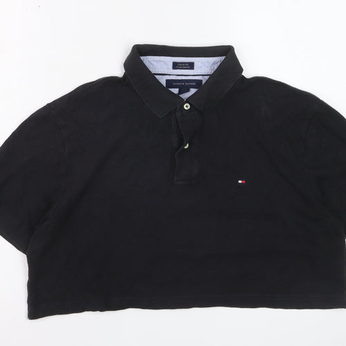 Tommy Hilfiger Women's Black Cropped Polo Shirt Size L